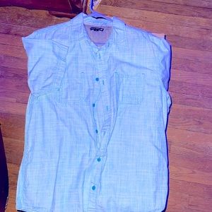 *word once* blue ocean current button up